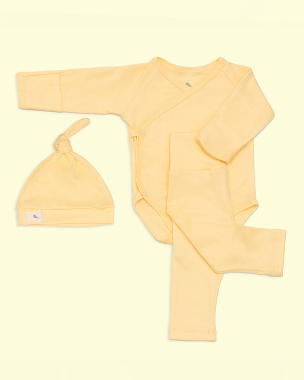 [mm-color:Blanco Nube] Set Bienvenido a Casa en color Amarillo Bebé - set de regalo para bebe
