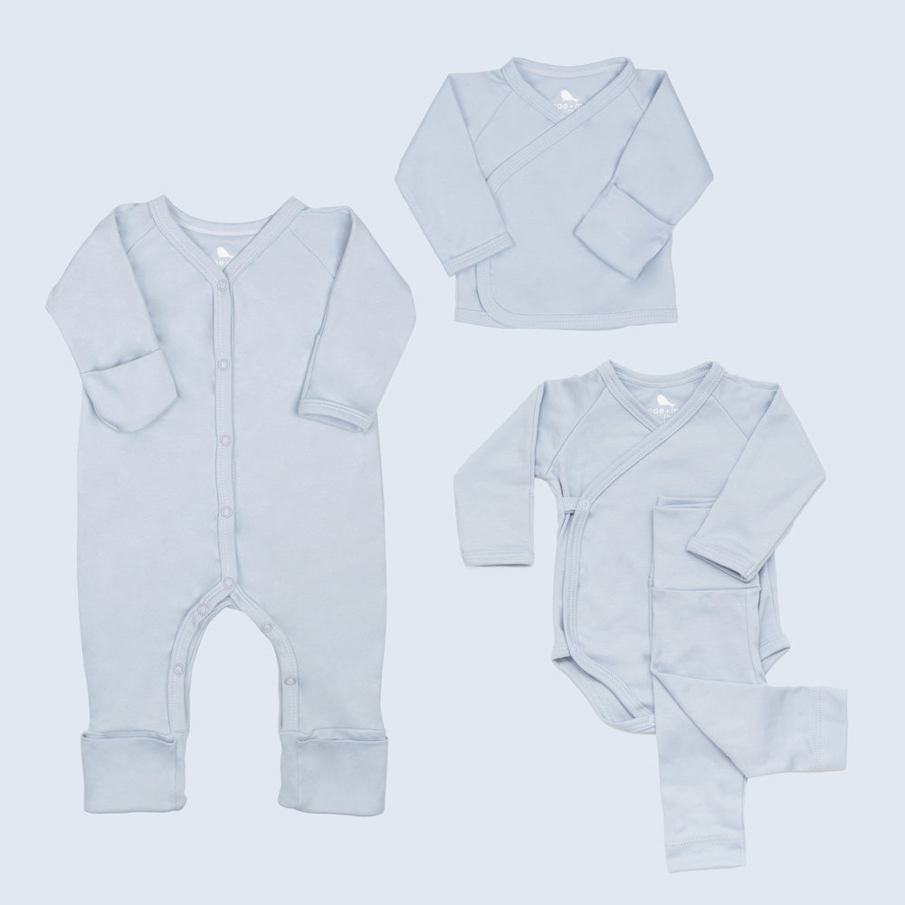 Set de Esenciales Azul Cielo - set de regalo para bebe Mae & Mini